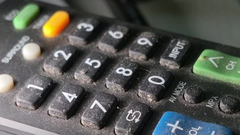 Dirt stuck to the TV remote Stock Footage 315080940
