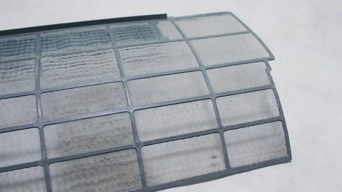 Dirty Air Conditioner Filtering in a studio Stock Footage 247490694