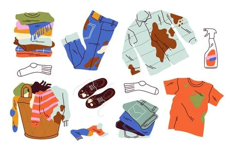 Dirty and clean clothes vector set イラスト素材