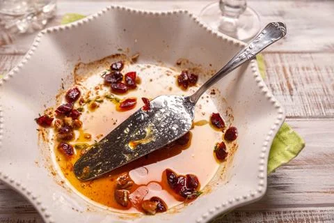 Dirty and empty dish Stock Photos