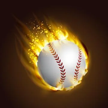 Dirty baseball speeding through the air on fire Stock-Illustration