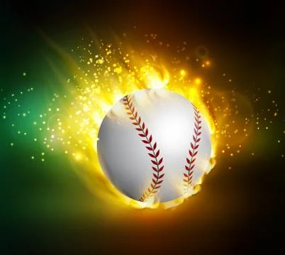 Dirty baseball speeding through the air on fire Stock-Illustration