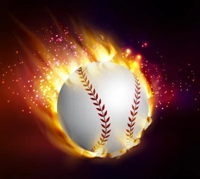 Dirty baseball speeding through the air on fire Stock-Illustration