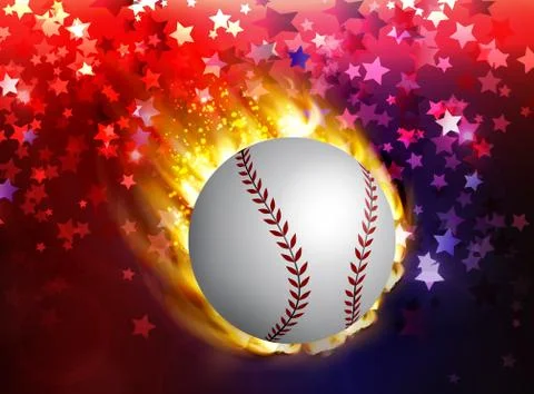 Dirty baseball speeding through the air on fire Stock-Illustration