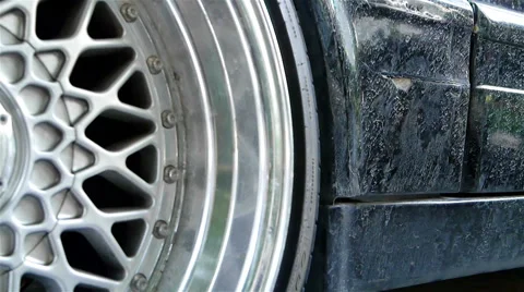 Dirty black car Stock Footage 49256223