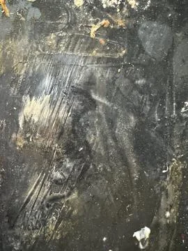 A dirty black kitchen counter Foto stock
