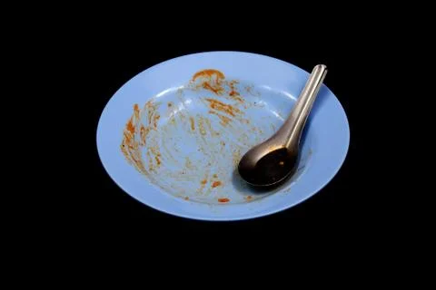 Dirty blue plates. Stock Photos