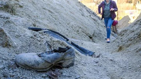 Dirty boot in mud Stock Photos