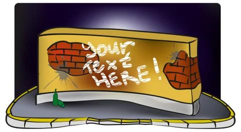 Dirty brick wall with graffiti Stock Illustration
