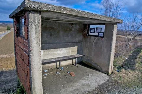 Dirty bus stop Stock Photos