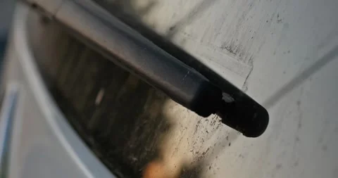Dirty Car Windshield and Wiper Stock Footage 314449484