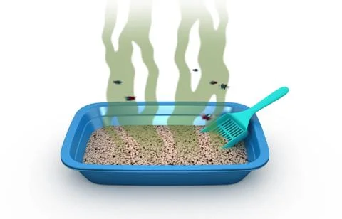 Dirty Cat Litter Box, 3d illustration Stock Illustration