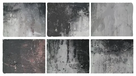 Dirty cement Grunge Textures Vector Set. Concrete wall background vector illu Illustrazione stock