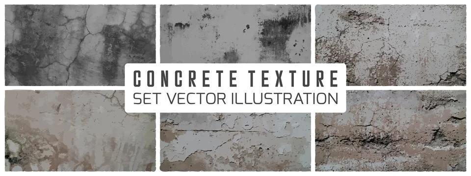 Dirty cement Grunge Textures Vector Set. Concrete wall background vector illu Stockillustratie
