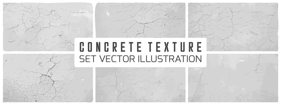 Dirty cement Grunge Textures Vector Set. Concrete wall background vector illu Stock Illustration