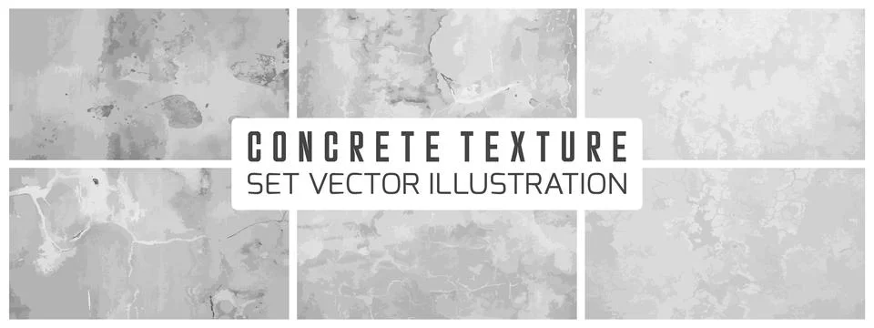 Dirty cement Grunge Textures Vector Set. Concrete wall background vector illu Stock Illustration