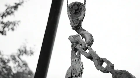 Dirty chain hanging on a hook Stock Footage 116599966