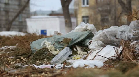 Dirty city, piles of garbage Stock Footage 61180594