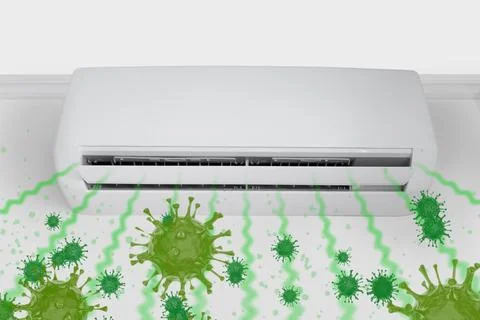 A dirty, clogged air conditioner filter releases dust and harmful bacteria into Stock Photos