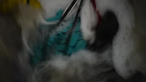 Dirty Clothes in washing machine. Laundry concept. Stock Footage 132571361