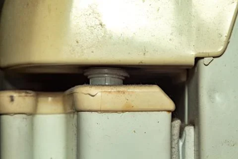 A dirty coffee machine interior needs thorough cleaning for health 스톡 사진