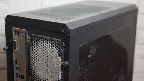 Dirty computer case requiring cleaning and maintenance Stock Footage 344321882