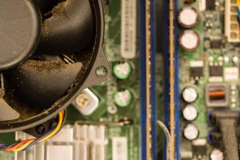 A dirty computer fan in macro Stock-Fotos