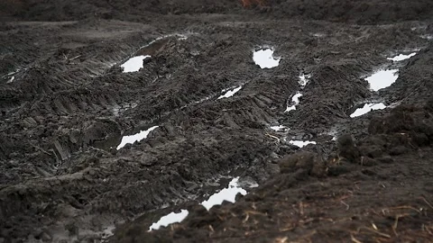 Dirty country road in spring Stock Footage 211165168