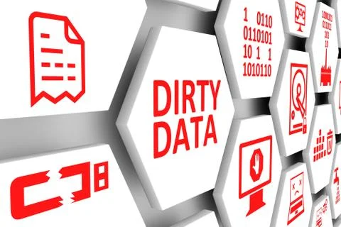 DIRTY DATA concept cell background 3d illustration Stock Illustration