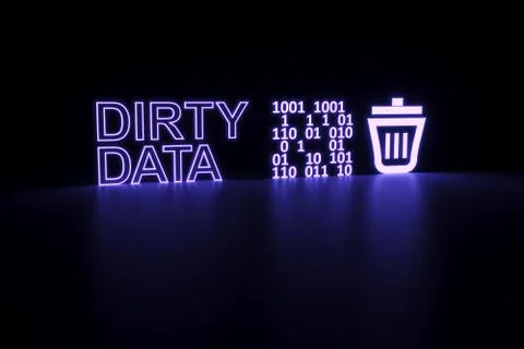 DIRTY DATA neon concept self illumination background 3D illustration Stock Illustration