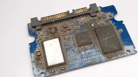 Dirty data storage ssd on rotating display Stock Footage 255518783