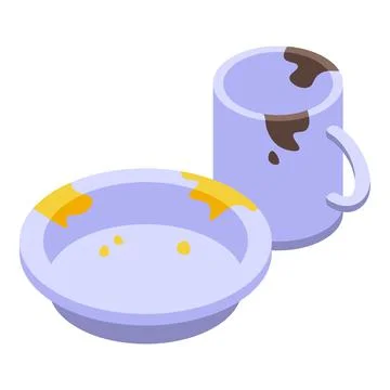 Dirty dish icon isometric vector. Kitchen plate Stock Illustration