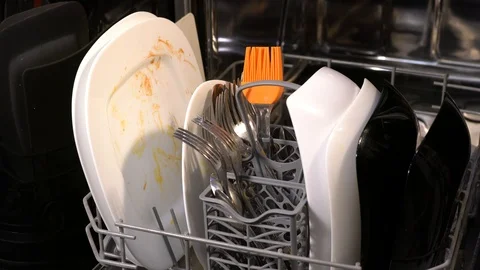 Dirty Dishes in the Dishwasher. 스톡 동영상 123735365