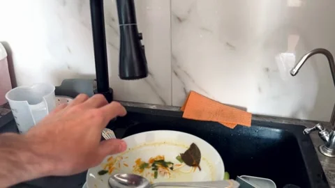 Dirty dishes at the kitchen 스톡 동영상 253470362