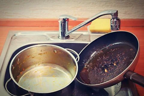 Dirty dishes in the kitchen Stock Photos
