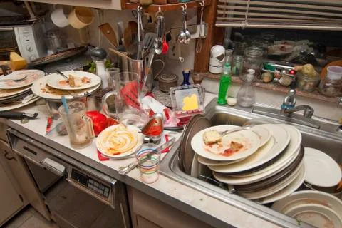 Dirty dishes Foto stock