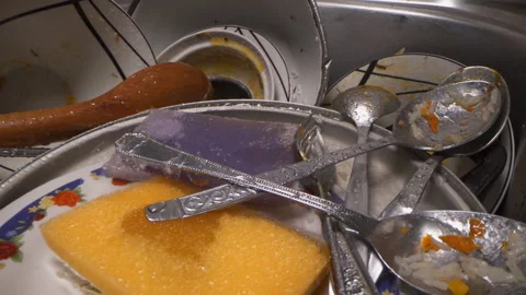 Dirty dishes in the sink Stock Footage 288324378