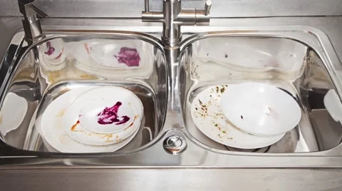 Dirty dishes time-lapse Stock Footage