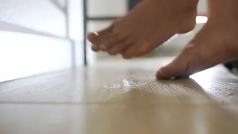 Dirty dust and hair loss on the floor Stock Footage 128788853