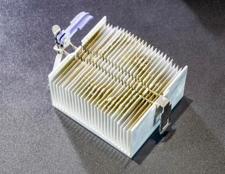 Dirty dusty radiator computer processor. Details of the computer's system uni 写真素材