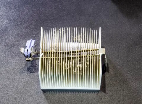 Dirty dusty radiator computer processor. Details of the computer's system uni Stock Photos