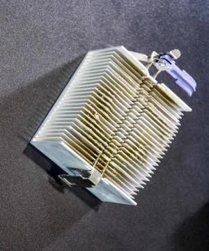 Dirty dusty radiator computer processor. Details of the computer's system uni 写真素材