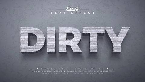 Dirty Editable Text Effect Design Graphic Style with 3D Smudge Typography Let Stock Illustration