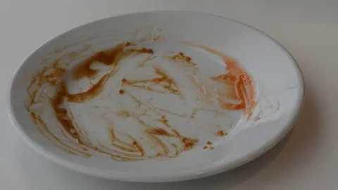Dirty Empty Plate Stock Footage 81156498