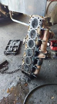 Dirty engine cylinder head background Stock Photos