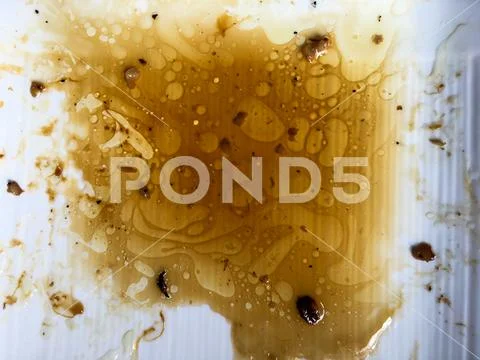 Dirty Fat left over from unhealthy food on a white plate Stock Photos