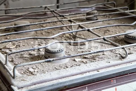 Dirty gas stove during the overhaul Stock Photos