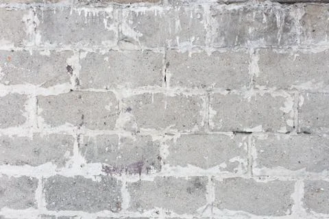 Dirty Grey Bricks Texture with Cracks, Recesses Stock Photos