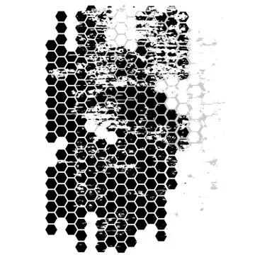Dirty grunge hexagonal grid. Technology Background. Stockillustratie