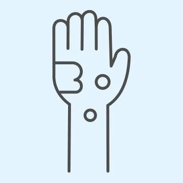 Dirty Hand thin line icon. Bacteria and Infection on muddy hands outline style Stock Illustration